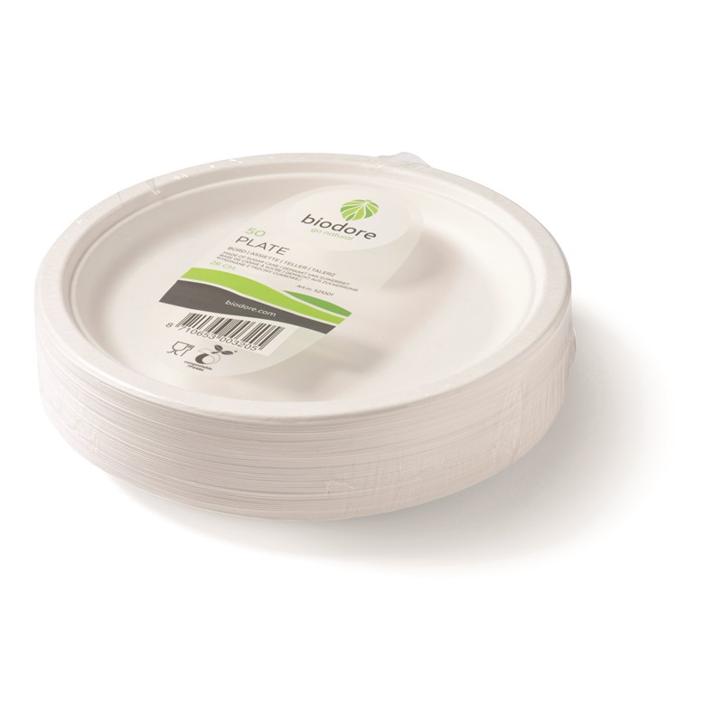 Assiette carton sucre de canne 26 cm - 50 pcs